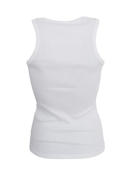 White Ribbed Vest by Black Colour