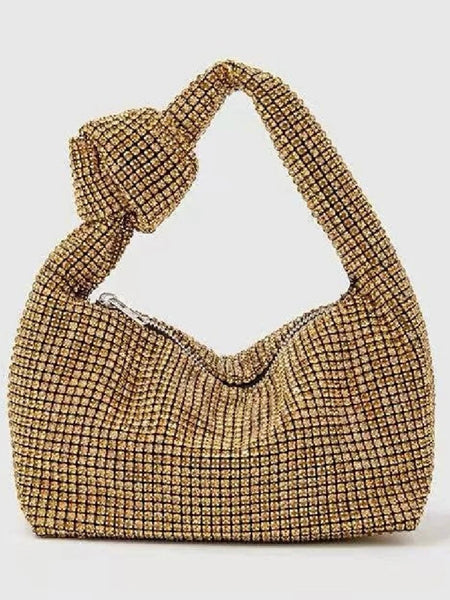 Gold Lulu Crystal Knot Bag