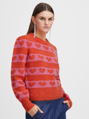 Orange/Pink Heart Jumper by ICHI