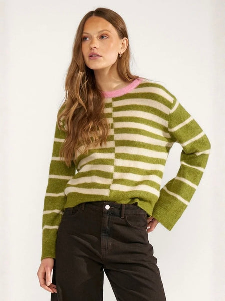 Olive Stripe Alpaca Jumper by Nümph