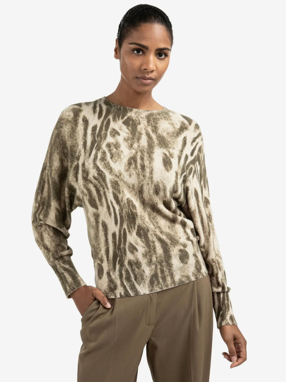 Khaki Animal Soft Sweater By Yaya
