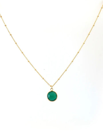 Gold Plated Green Onyx Gemstone Necklace