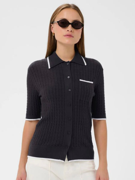 Ink Polo Collar Knit By Soaked