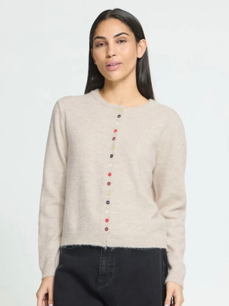 Ecru Multi Button Cardigan by Ichi