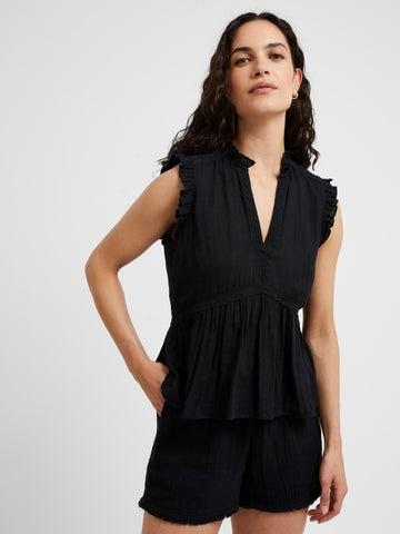 Black Frilled Top by Great Plains