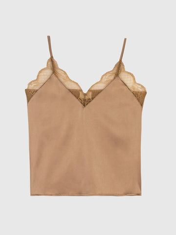 Camel Vintage Lace Strap Top An’ge