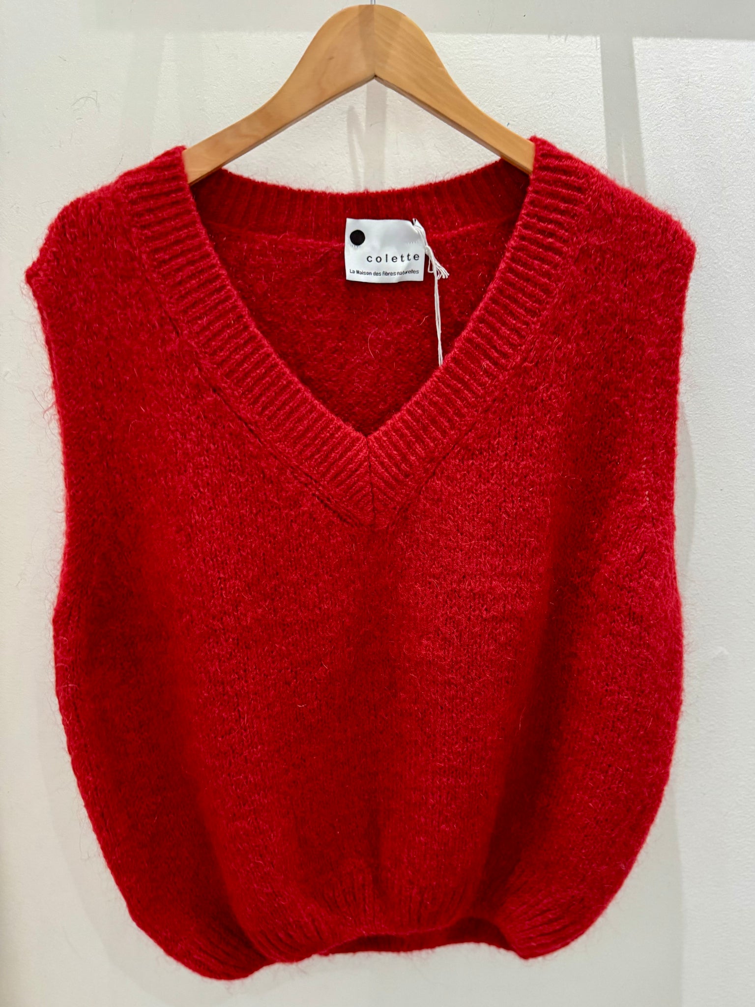 Dark Red Mohair Knitted Tank Top