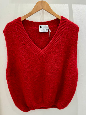 Dark Red Mohair Knitted Tank Top