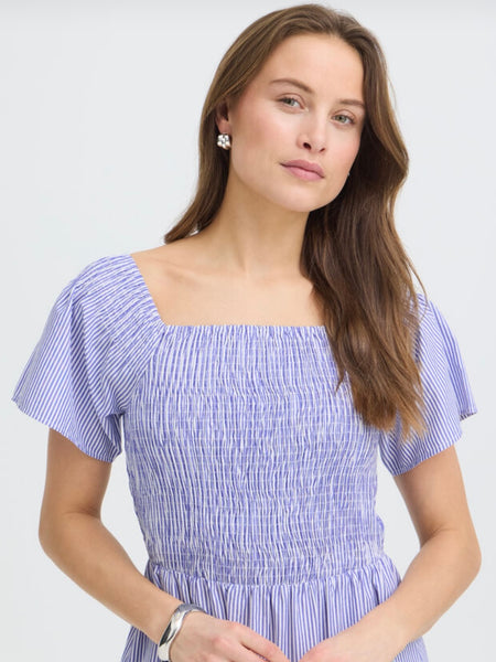 Blue Stripe Embroidered  Dress by B Young