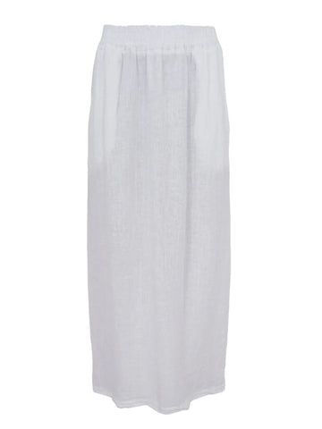 White Linen Maxi Skirt by Black Colour