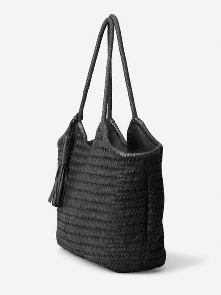 Black Hand-Braided U Shape Bag by Biba