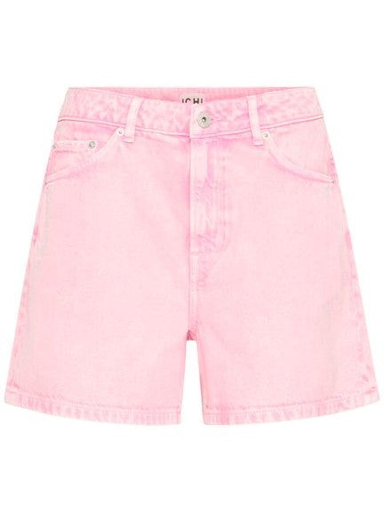 Blush Pink Washed Denim Shorts by Ichi