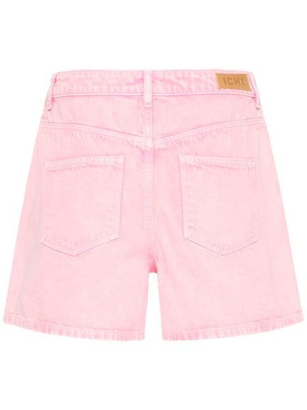 Blush Pink Washed Denim Shorts by Ichi