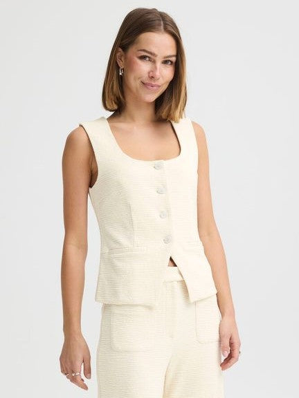 Almond Textured Jersey  Waistcoat by Ichi