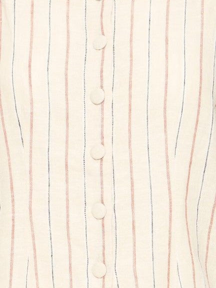 Brown Stripe Linen Mix   Waistcoat by Ichi