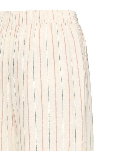 Brown Stripe Linen Mix Wide Leg Trousers by Ichi