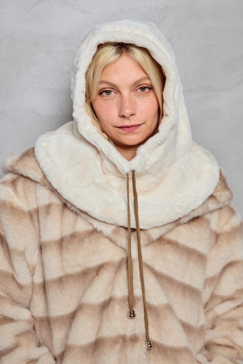 Taupe Faux Fur Hood