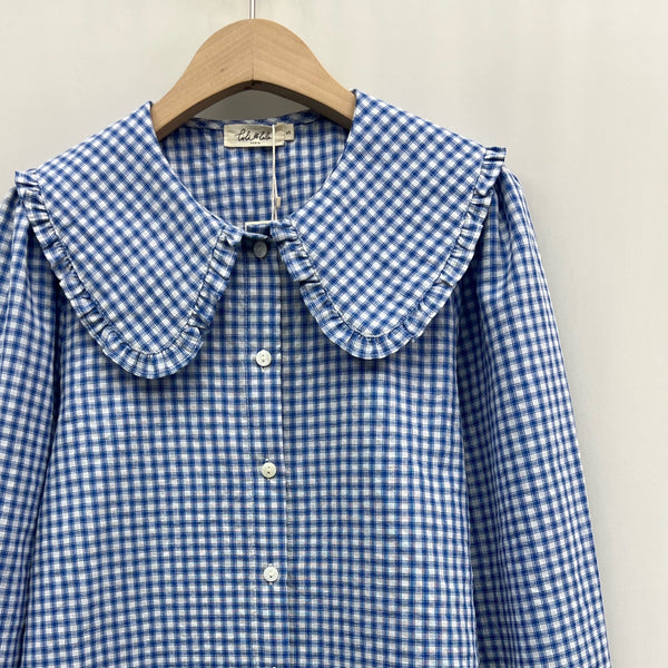 Gingham Oversized Collar Blouse By Lili and Lala