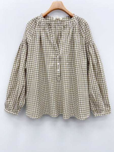 Khaki Gingham Shirt by Lili and Lala