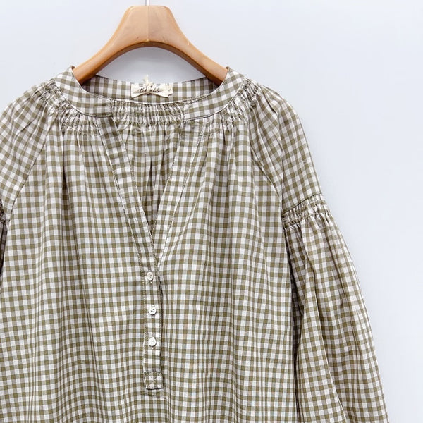Khaki Gingham Shirt by Lili and Lala