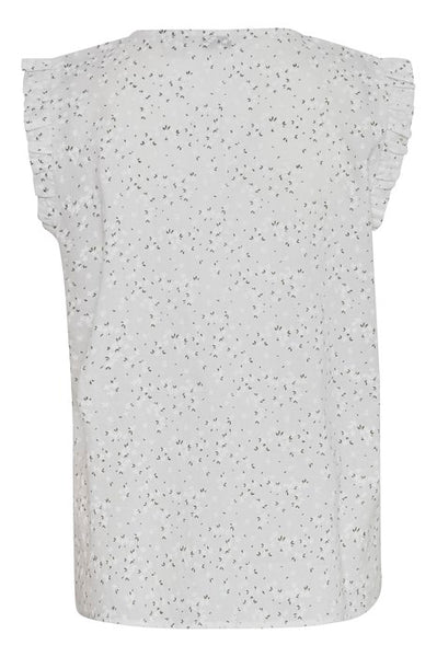 White Floral Sleeveless Blouse by B Young