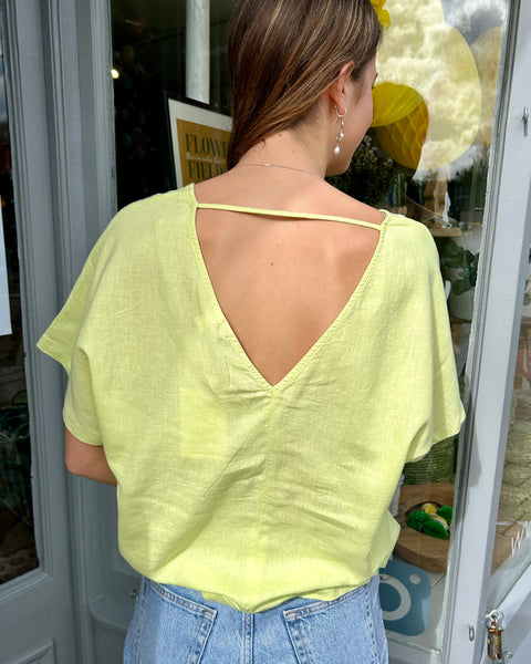 Sunny Lime V Neck Blouse by B Young