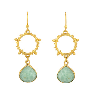 Allegra Amazonite Stone Mini Dot Hoop Earrings by Ashiana