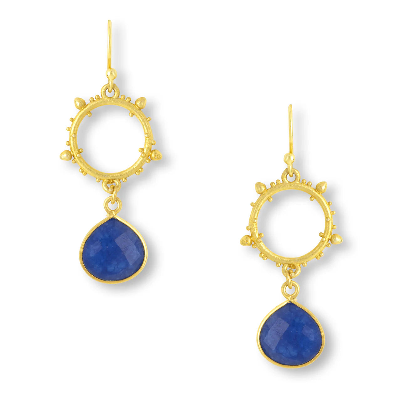 Blue Jade Mini Dot Hoop Earrings by Ashiana