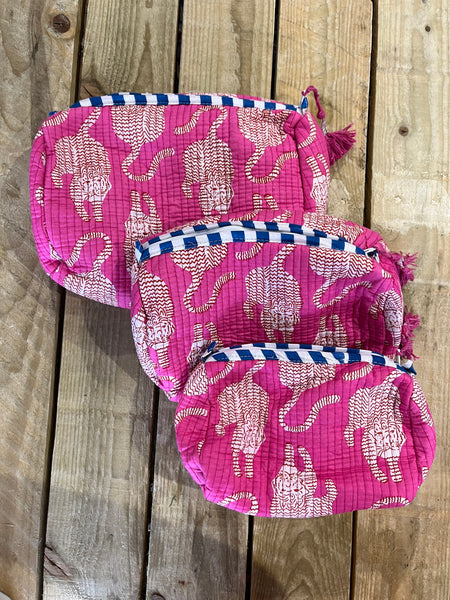 Large Pink Tiger Wash Bag