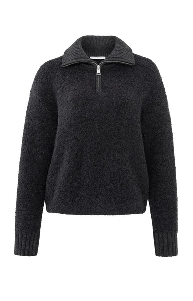 Anthracite Zip Neck Sweater By Yaya