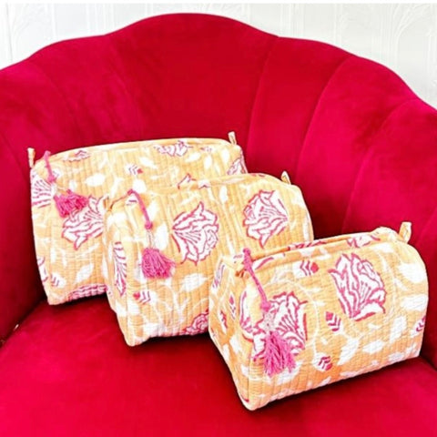 Small Peach Rose Wash Bag