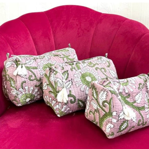 Medium Mauve Floral Wash Bag