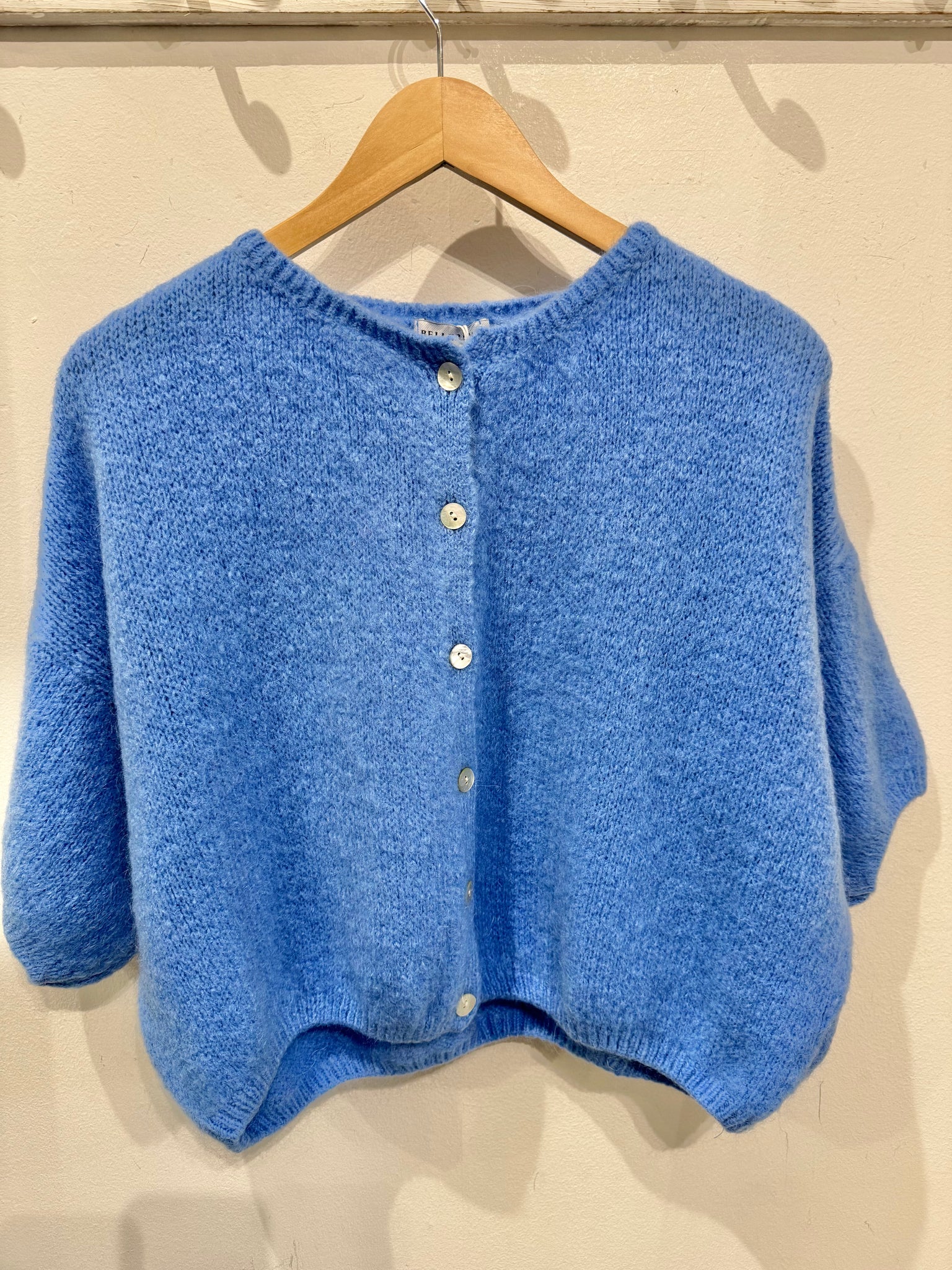 Cornflower Mohair Short Sleeve Cardigan