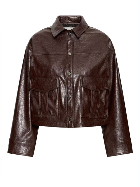 Burgundy Faux Leather Jacket by B Young