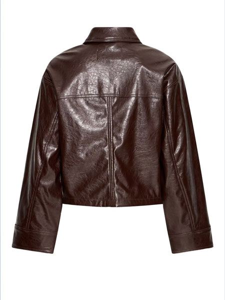 Burgundy Faux Leather Jacket by B Young