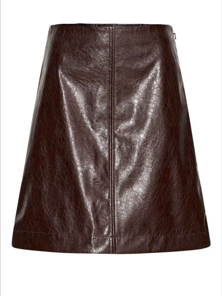 Burgundy Faux Leather Skirt by B Young
