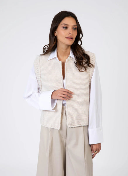 Ecru Knitted Gilet by An’ge