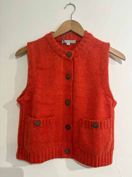 Orange Cashmere Mix Button Tank by Cashmere Goose