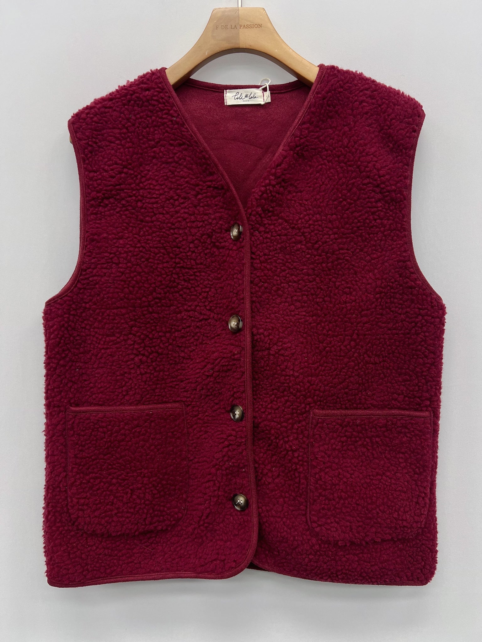 Burgundy Teddy Gilet By Lili and Lala