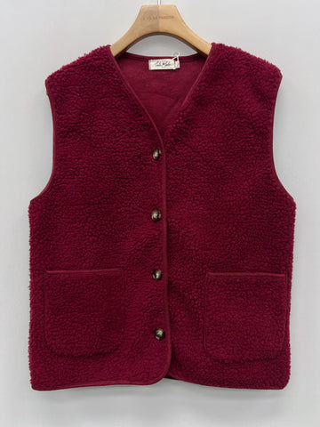Burgundy Teddy Gilet By Lili and Lala