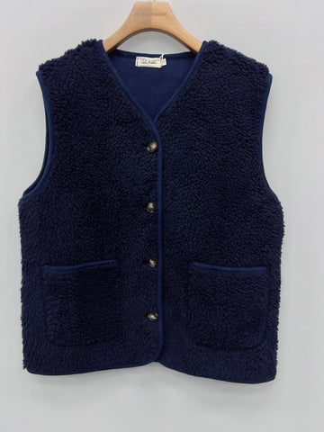 Navy Teddy Gilet By Lili and Lala