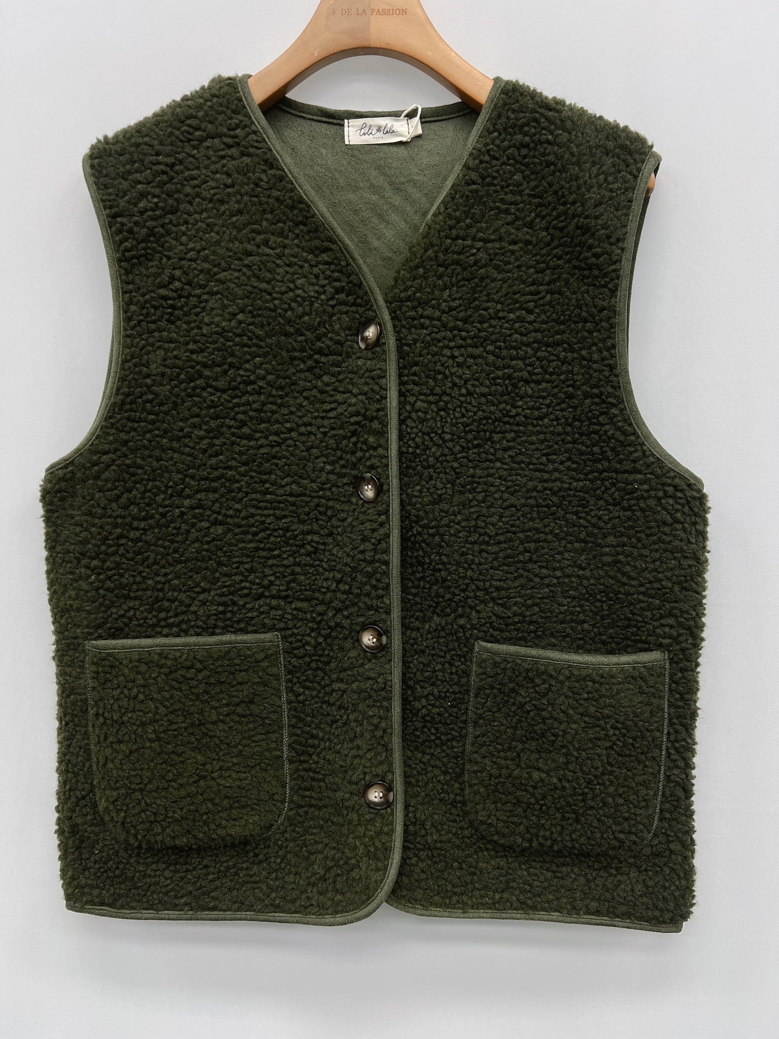 Khaki Teddy Gilet By Lili and Lala