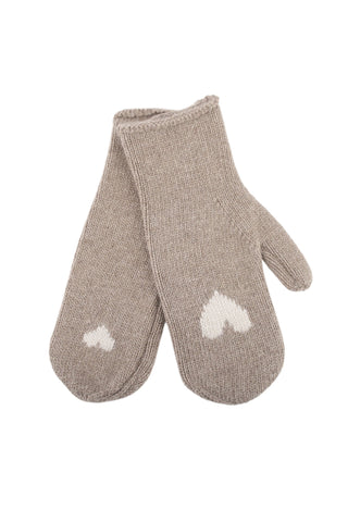 Taupe Cosy Heart Gloves