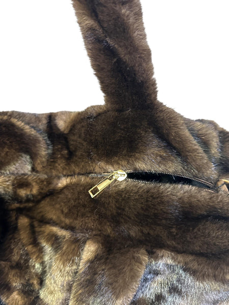 Brown Faux Fur Tote Bag