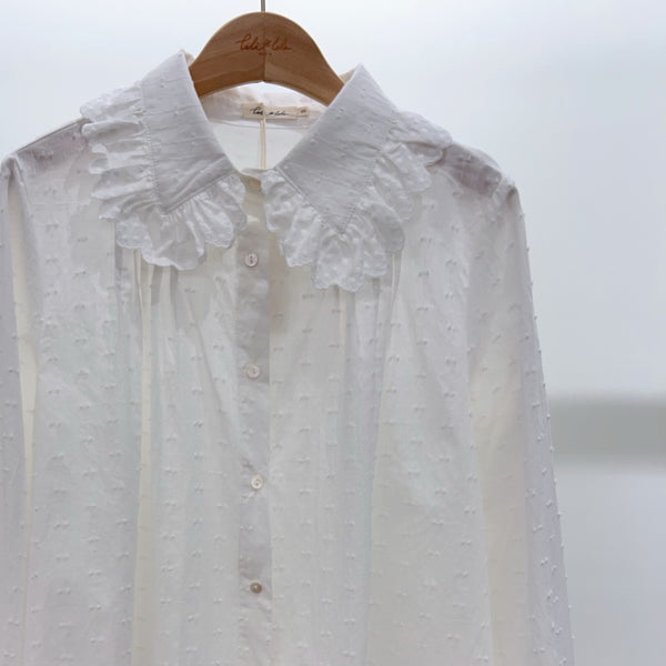 White Peter Pan Embroidered Collar Blouse By Lili and Lala