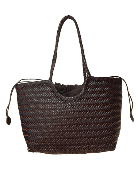 Chocolate Hand-Braided Leather Shoulder Bag