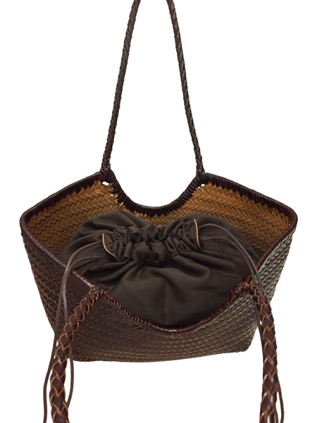 Chocolate Hand-Braided Leather Shoulder Bag