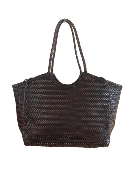 Chocolate Hand-Braided Leather Shoulder Bag