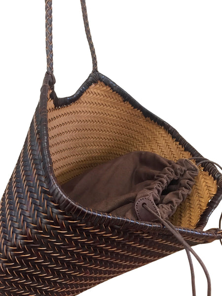 Chocolate Hand-Braided Leather Shoulder Bag