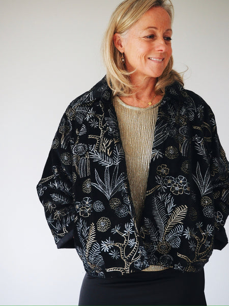 Black Velvet Embroidered Jacket